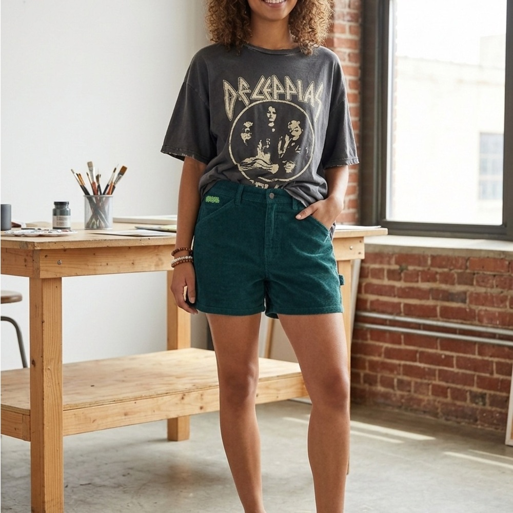 Empyre Green Corduroy Cargo Shorts